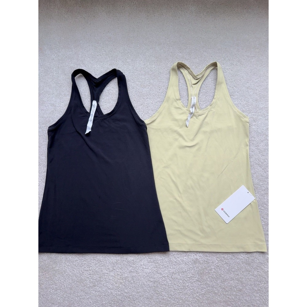 Lululemon NWT Cool Racerback Tank Nulu Black Light Green Size 10